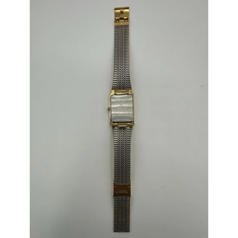 Vintage Benrus Diamond Quartz Gold Tone Square Watch Mens Japan Movt
